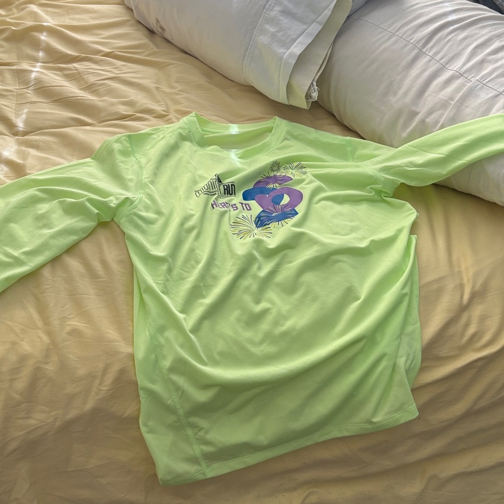 New Balance Neon Green Long-Sleeve Graphic Tee with Purple Accent